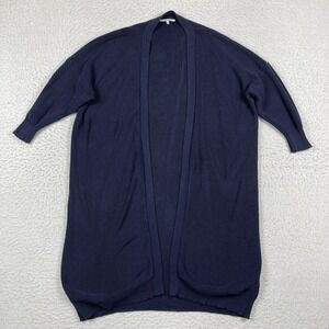 FRNCH Sweater Womens M/L Navy Open Front Knit Cardigan 3/4 Sleeve Minimalist